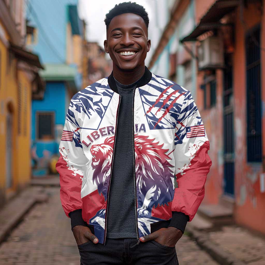 Personalised Afro Liberia Bomber Jacket African King Lion - Grunge Style