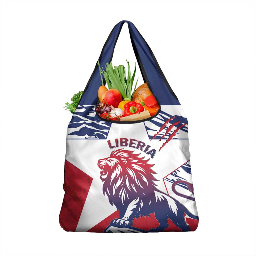 Personalised Afro Liberia Grocery Bag African King Lion - Grunge Style