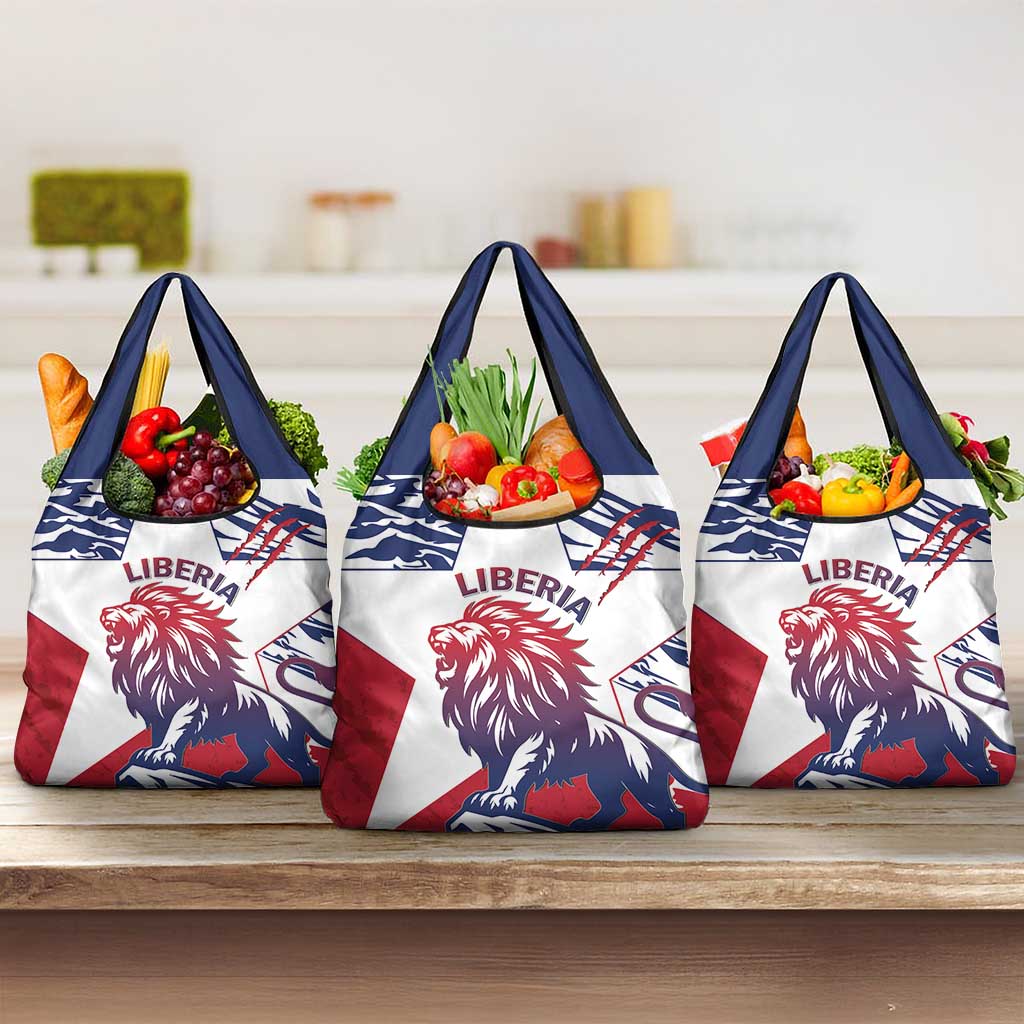 Personalised Afro Liberia Grocery Bag African King Lion - Grunge Style