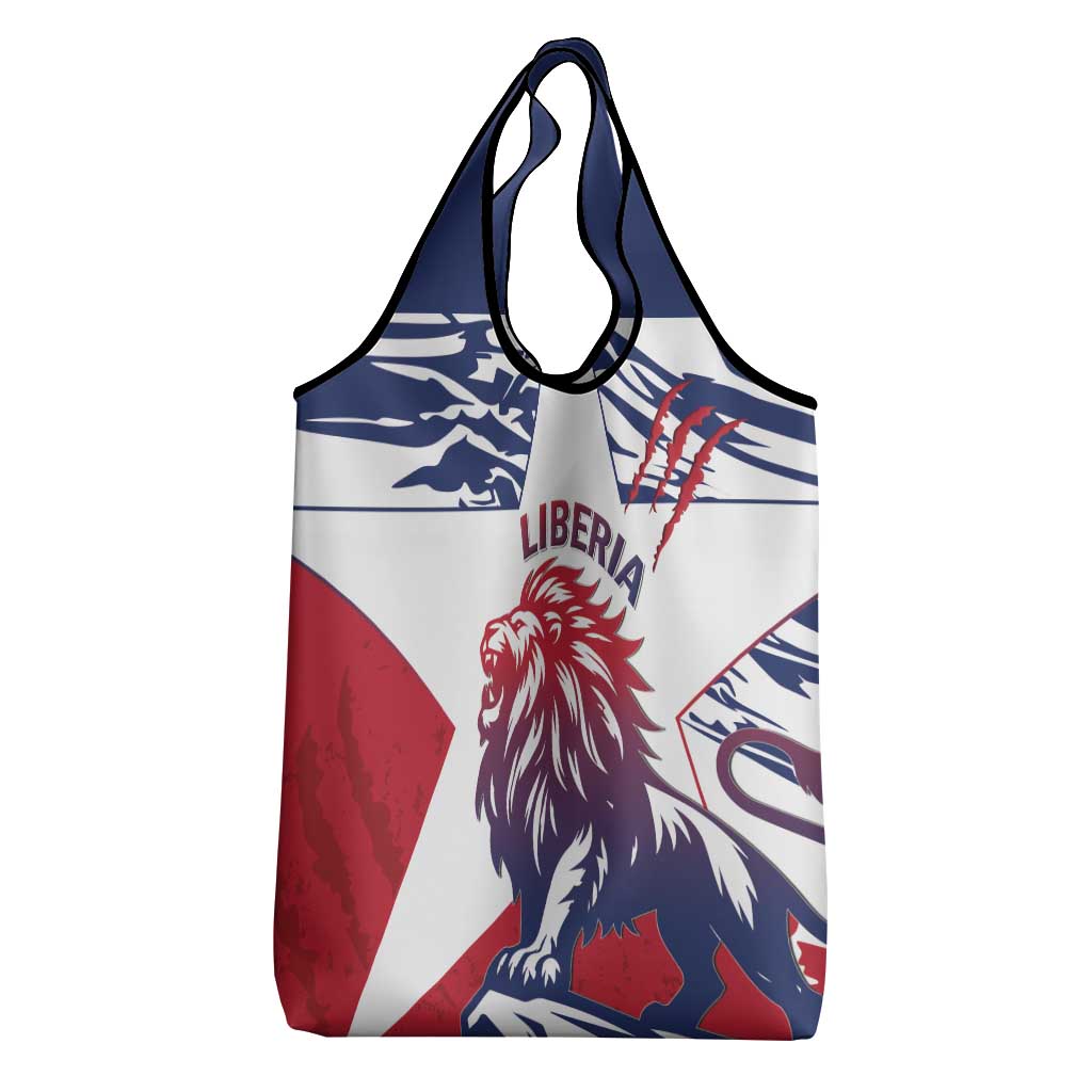 Personalised Afro Liberia Grocery Bag African King Lion - Grunge Style