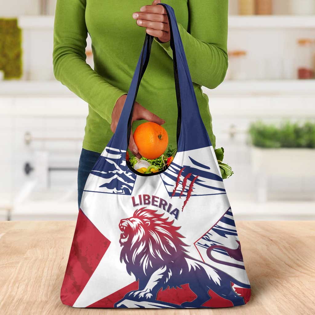 Personalised Afro Liberia Grocery Bag African King Lion - Grunge Style