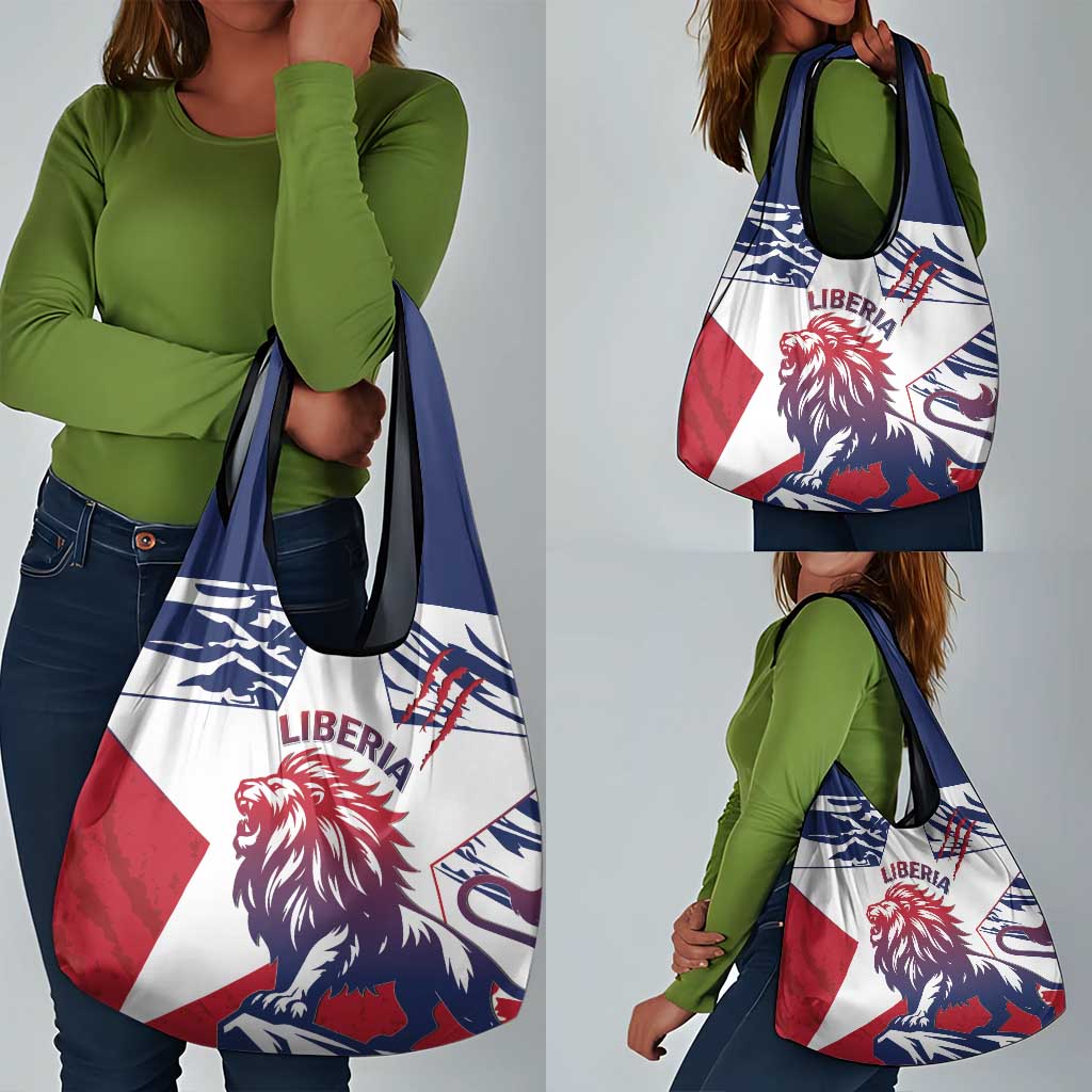 Personalised Afro Liberia Grocery Bag African King Lion - Grunge Style