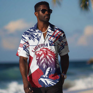 Personalised Afro Liberia Hawaiian Shirt African King Lion - Grunge Style