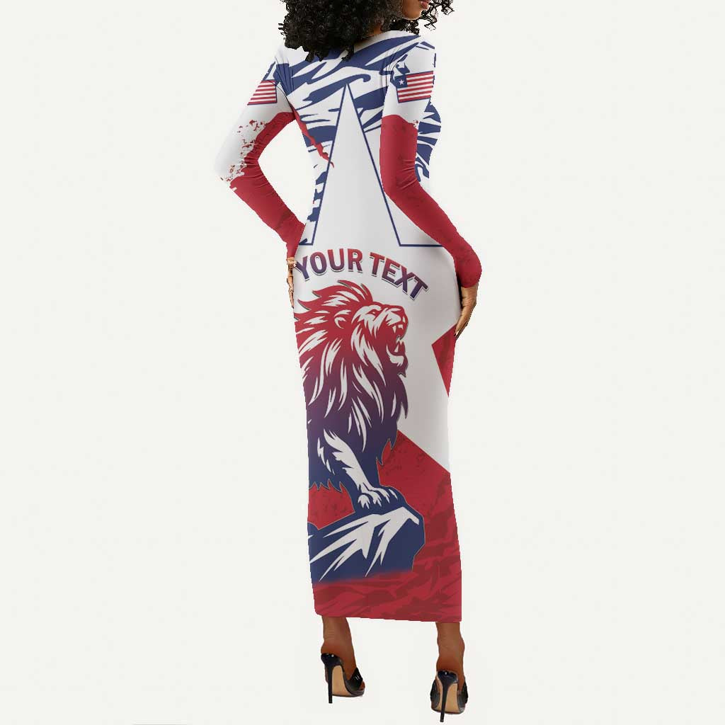 Personalised Afro Liberia Long Sleeve Bodycon Dress African King Lion - Grunge Style LT15