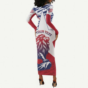 Personalised Afro Liberia Long Sleeve Bodycon Dress African King Lion - Grunge Style LT15