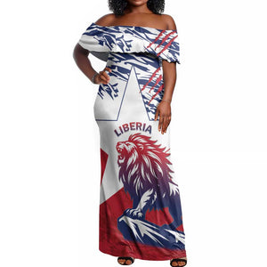 Personalised Afro Liberia Off Shoulder Maxi Dress African King Lion - Grunge Style