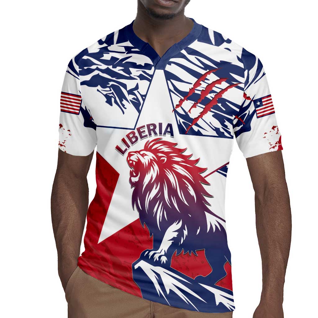 Personalised Afro Liberia Rugby Jersey African King Lion - Grunge Style