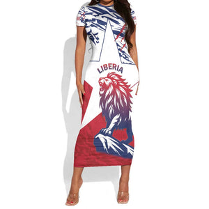 Personalised Afro Liberia Short Sleeve Bodycon Dress African King Lion - Grunge Style LT15
