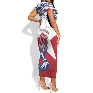 Personalised Afro Liberia Short Sleeve Bodycon Dress African King Lion - Grunge Style LT15