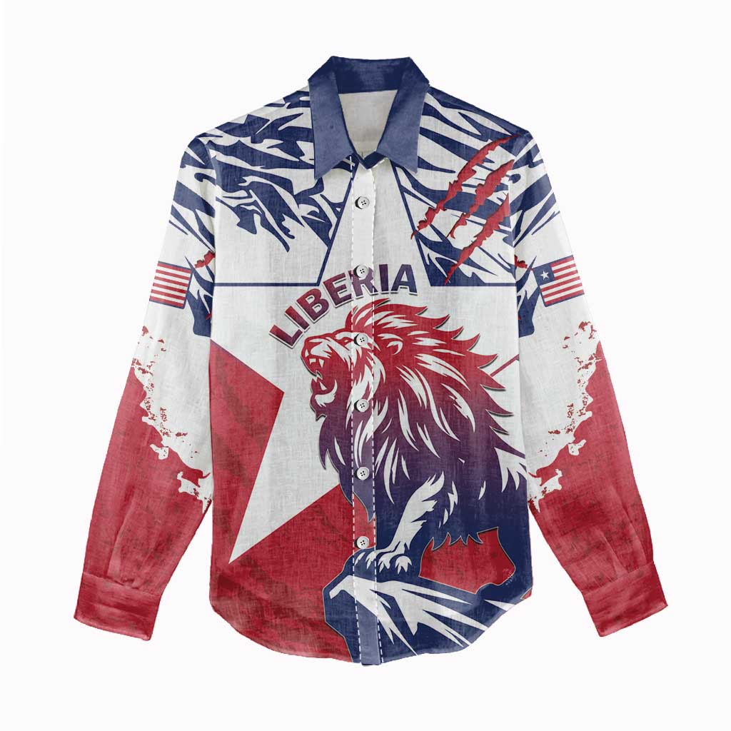 Personalised Afro Liberia Women Casual Shirt African King Lion - Grunge Style LT15
