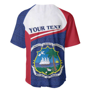 Personalised Liberia African Baseball Jersey Coat Of Arms Flag