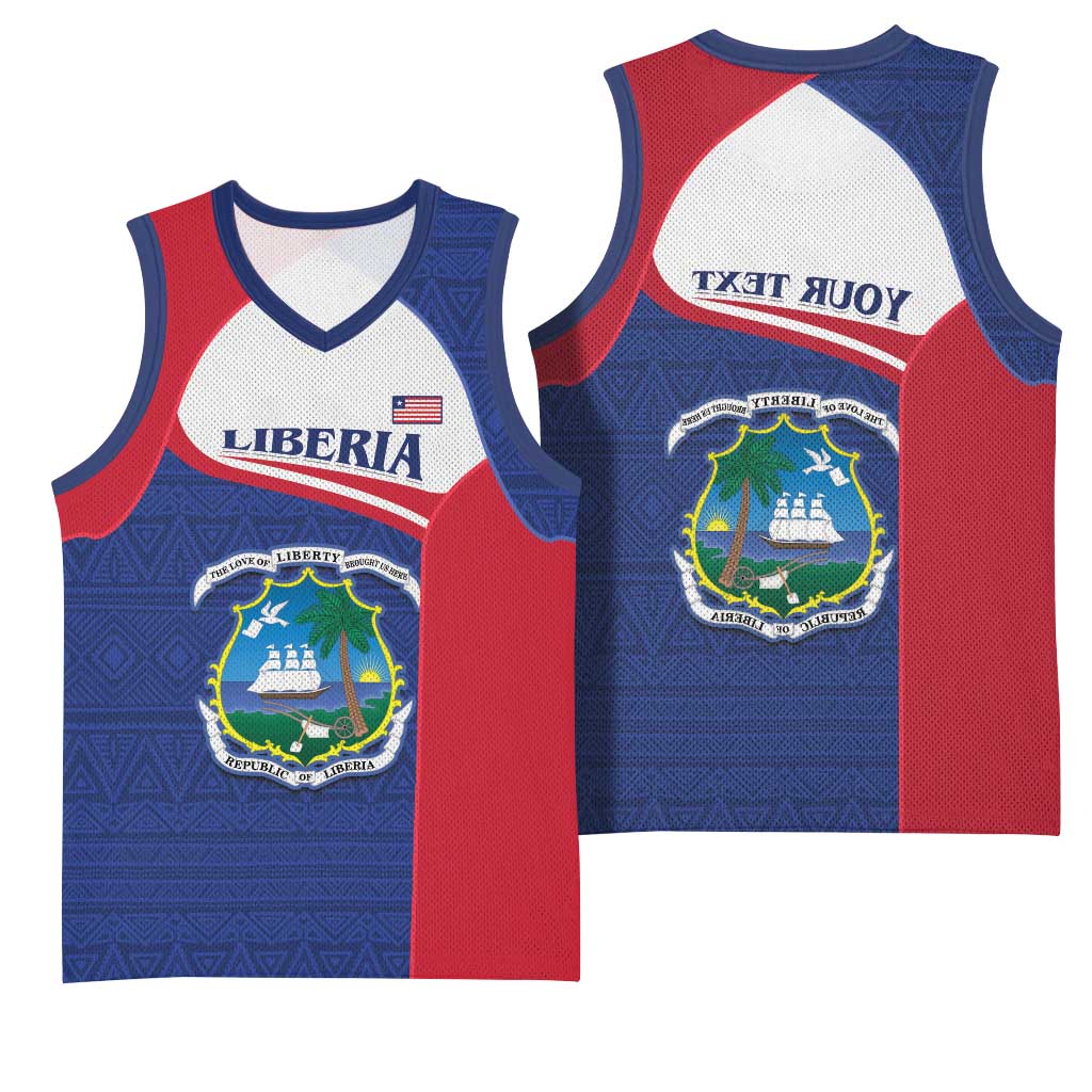 Personalised Liberia African Basketball Jersey Coat Of Arms Flag - African Pride