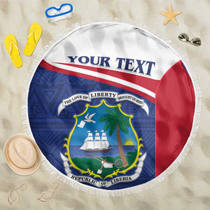 Personalised Liberia African Beach Blanket Coat Of Arms Flag