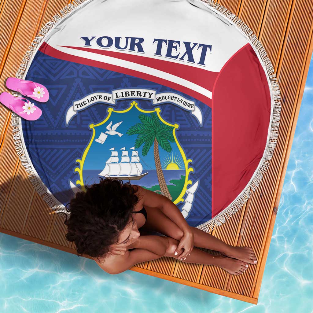 Personalised Liberia African Beach Blanket Coat Of Arms Flag