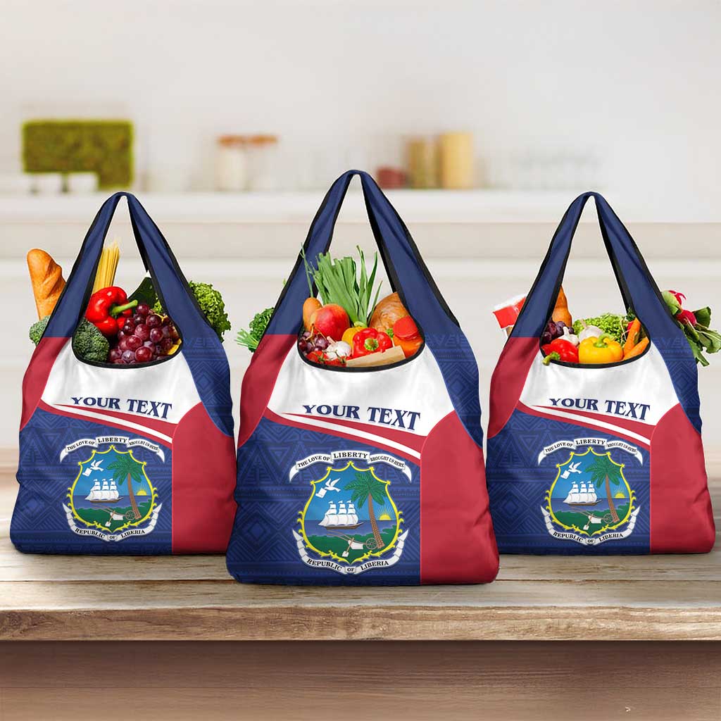Personalised Liberia African Grocery Bag Coat Of Arms Flag