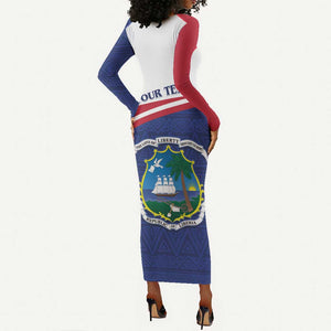 Personalised Liberia African Long Sleeve Bodycon Dress Coat Of Arms Flag LT15