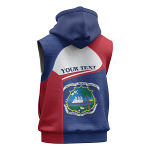 Personalised Liberia African Sleeveless Zip Hoodie Coat Of Arms Flag - African Pride