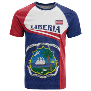Personalised Liberia African T shirt Coat Of Arms Flag