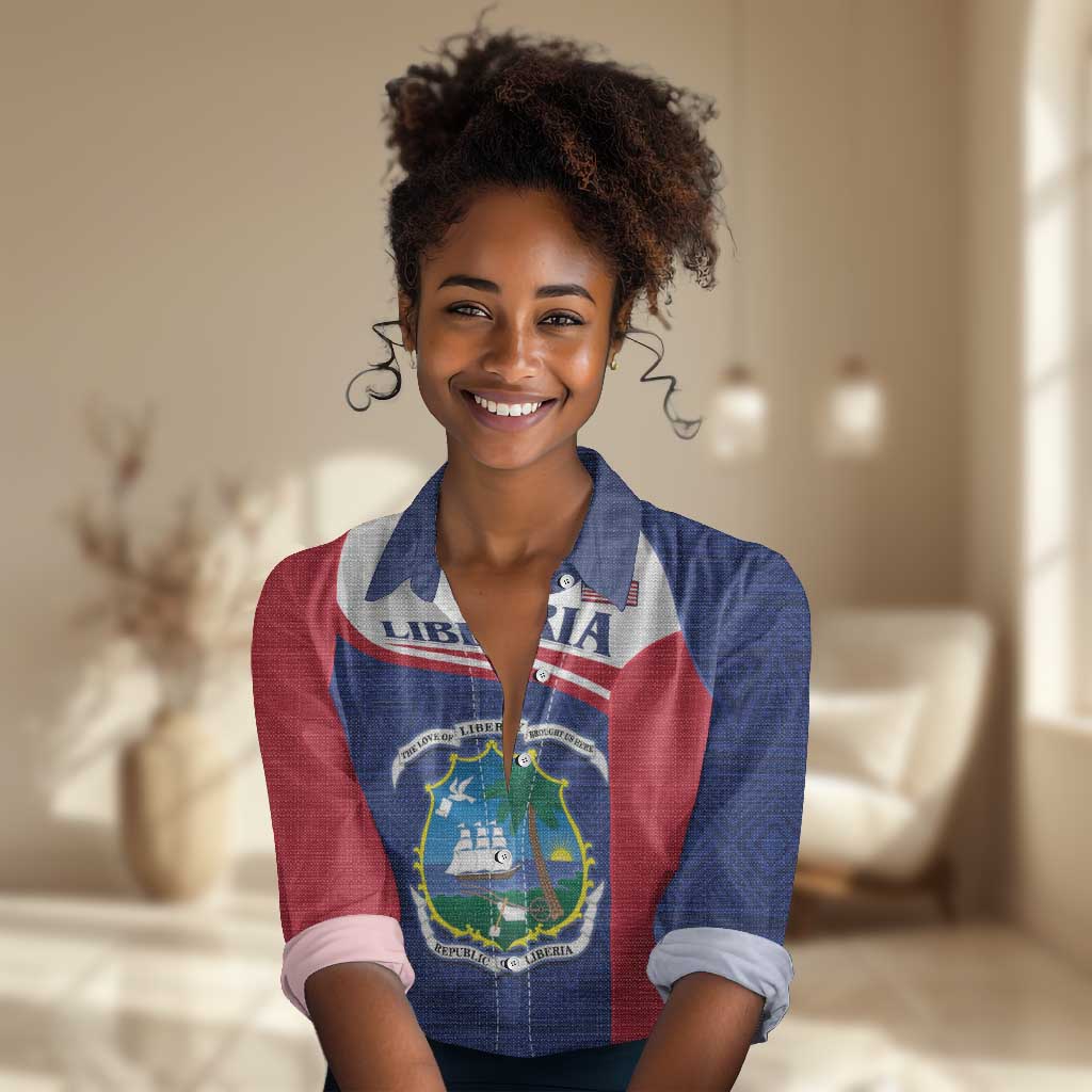 Personalised Liberia African Women Casual Shirt Coat Of Arms Flag LT15