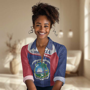 Personalised Liberia African Women Casual Shirt Coat Of Arms Flag LT15
