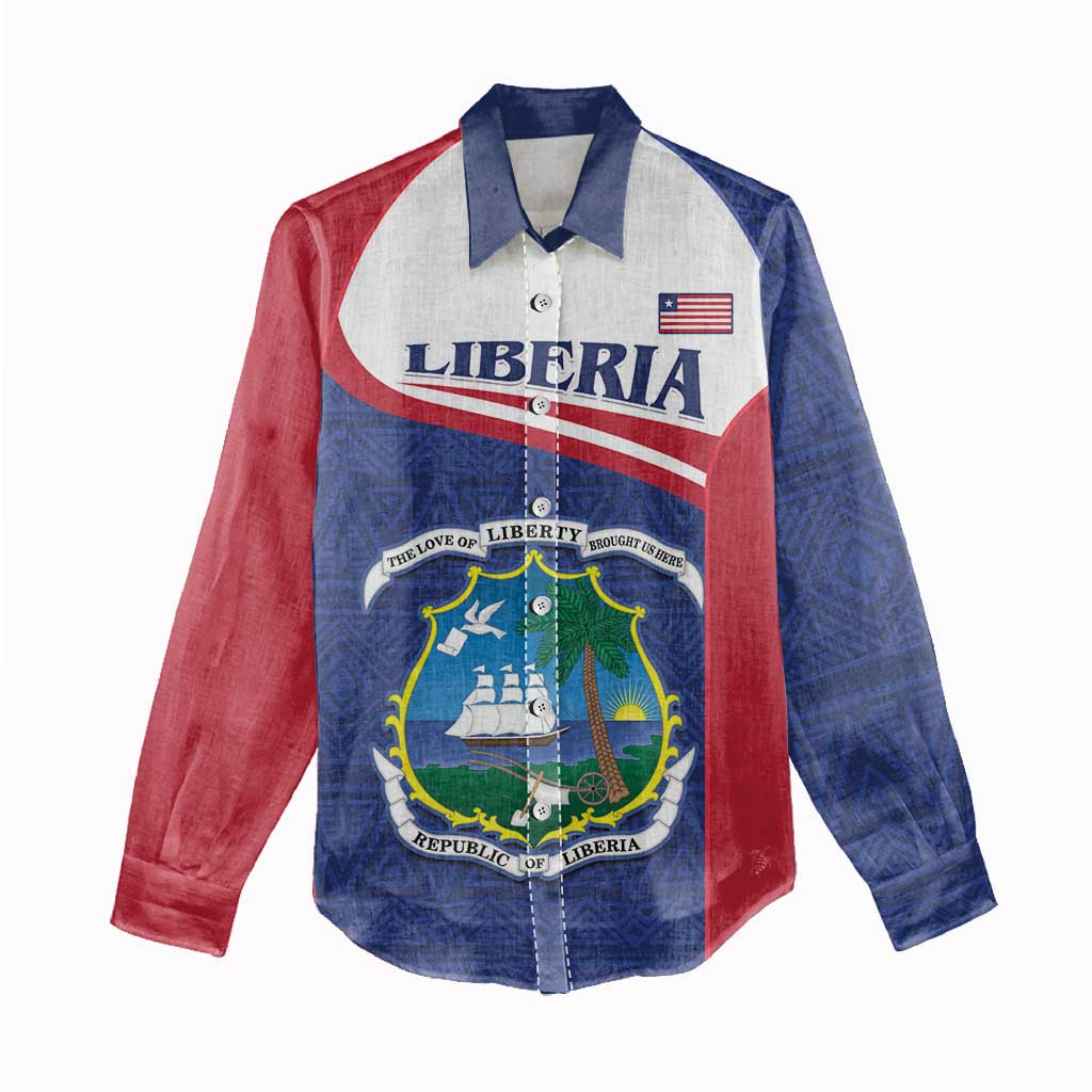 Personalised Liberia African Women Casual Shirt Coat Of Arms Flag LT15