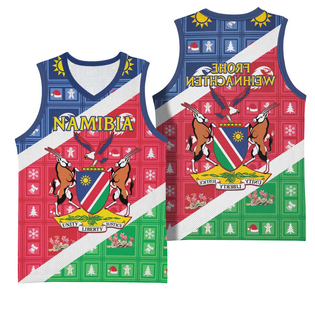 Afro Namibia Basketball Jersey Coat Of Arms Christmas Style - African Pride