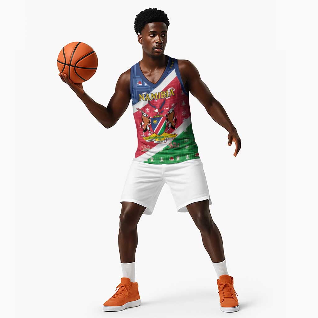 Afro Namibia Basketball Jersey Coat Of Arms Christmas Style - African Pride