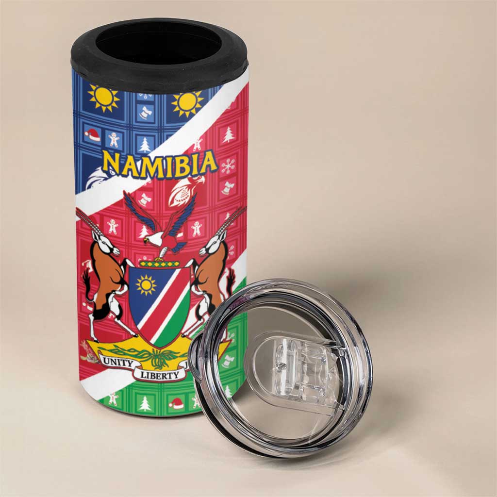 Afro Namibia 4 in 1 Can Cooler Tumbler Coat Of Arms Christmas Style