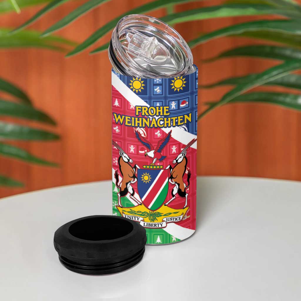 Afro Namibia 4 in 1 Can Cooler Tumbler Coat Of Arms Christmas Style