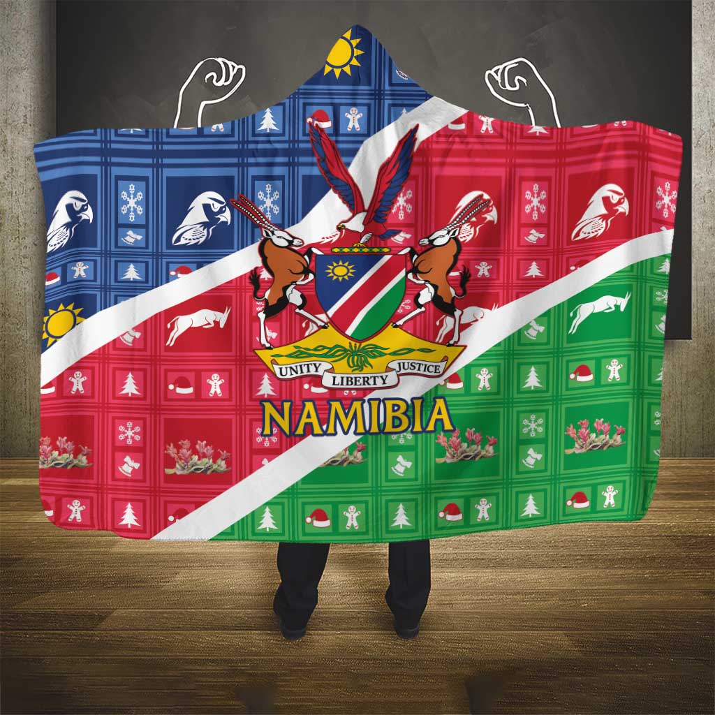 Afro Namibia Hooded Blanket Coat Of Arms Christmas Style