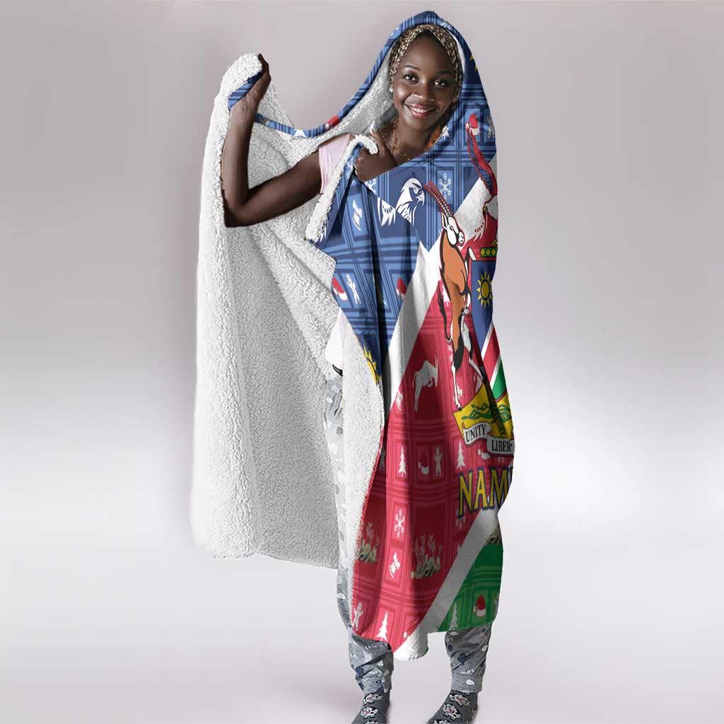 Afro Namibia Hooded Blanket Coat Of Arms Christmas Style