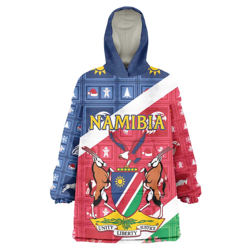 Afro Namibia Kid Wearable Blanket Hoodie Coat Of Arms Christmas Style