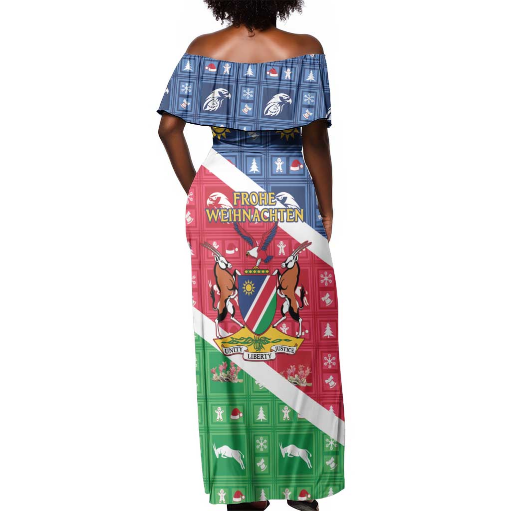 Afro Namibia Off Shoulder Maxi Dress Coat Of Arms Christmas Style