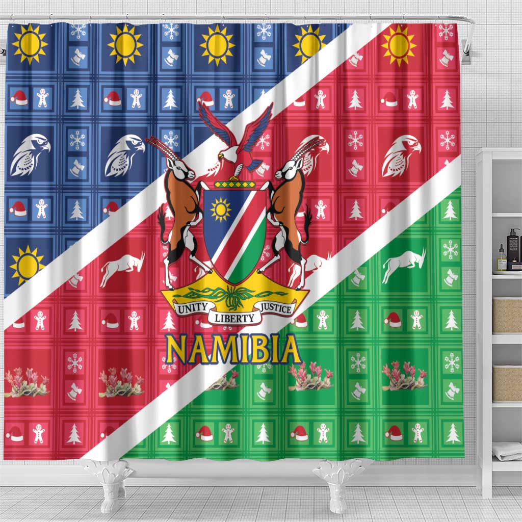 Afro Namibia Shower Curtain Coat Of Arms Christmas Style