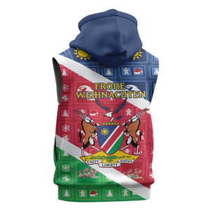 Afro Namibia Sleeveless Hoodie Coat Of Arms Christmas Style - African Pride