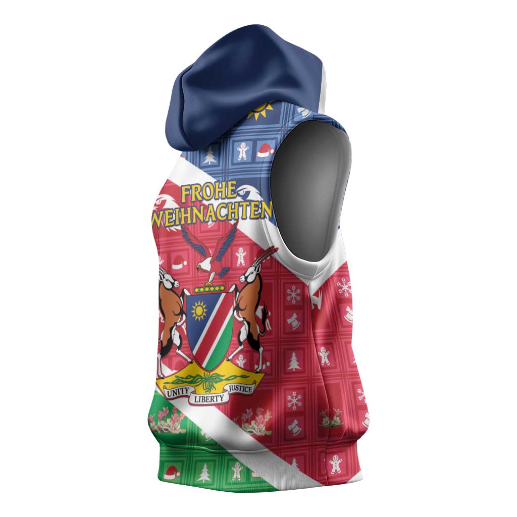 Afro Namibia Sleeveless Hoodie Coat Of Arms Christmas Style - African Pride