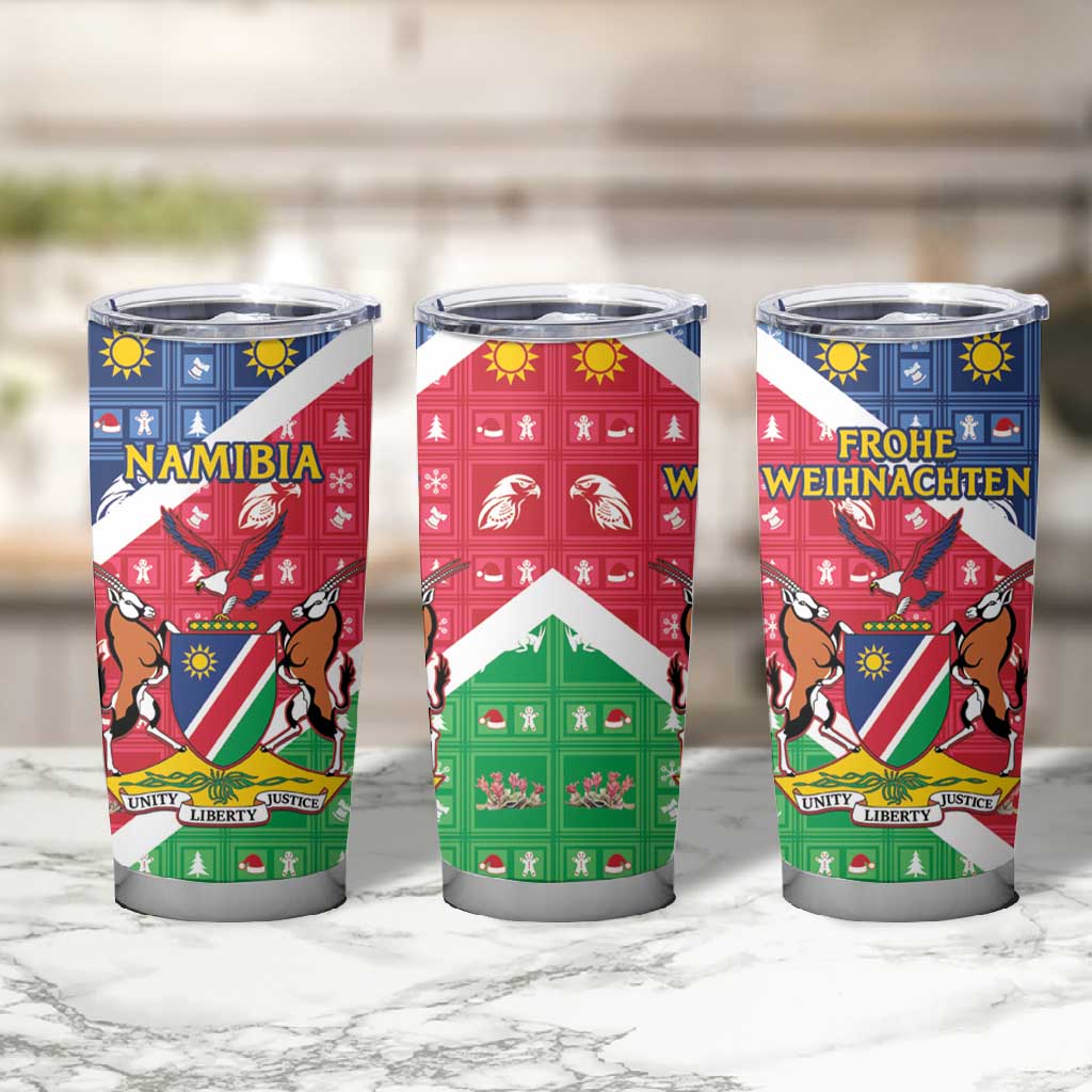 Afro Namibia Tumbler Cup Coat Of Arms Christmas Style