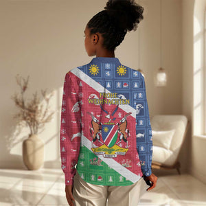 Afro Namibia Women Casual Shirt Coat Of Arms Christmas Style LT15