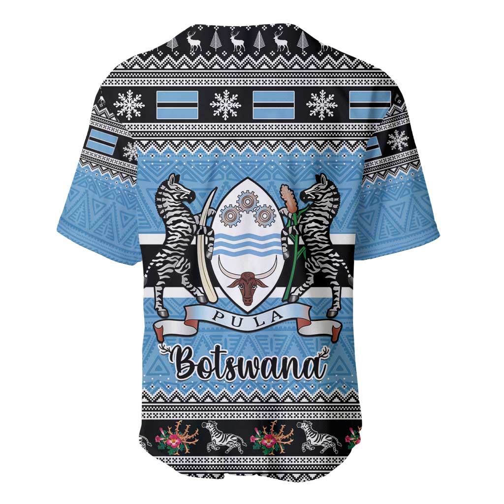 Afro Botswana Christmas Baseball Jersey Coat Of Arms - African Pattern