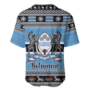 Afro Botswana Christmas Baseball Jersey Coat Of Arms - African Pattern