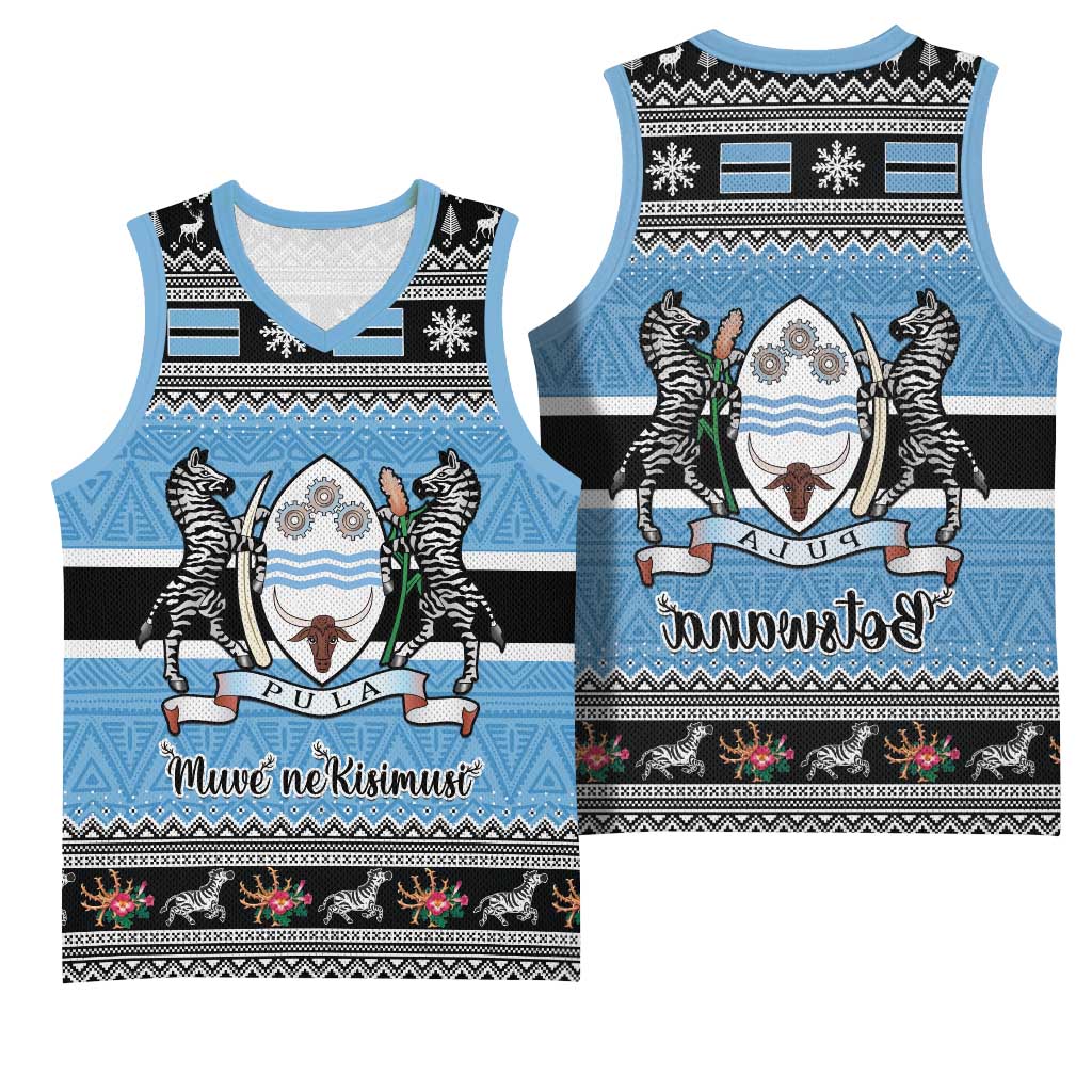 Afro Botswana Christmas Basketball Jersey Coat Of Arms - African Pattern - African Pride