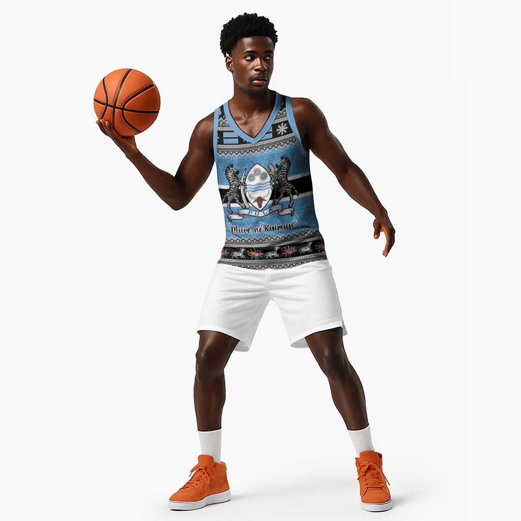 Afro Botswana Christmas Basketball Jersey Coat Of Arms - African Pattern - African Pride