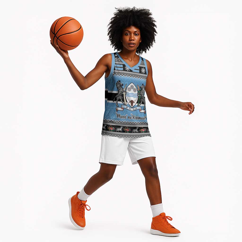 Afro Botswana Christmas Basketball Jersey Coat Of Arms - African Pattern - African Pride