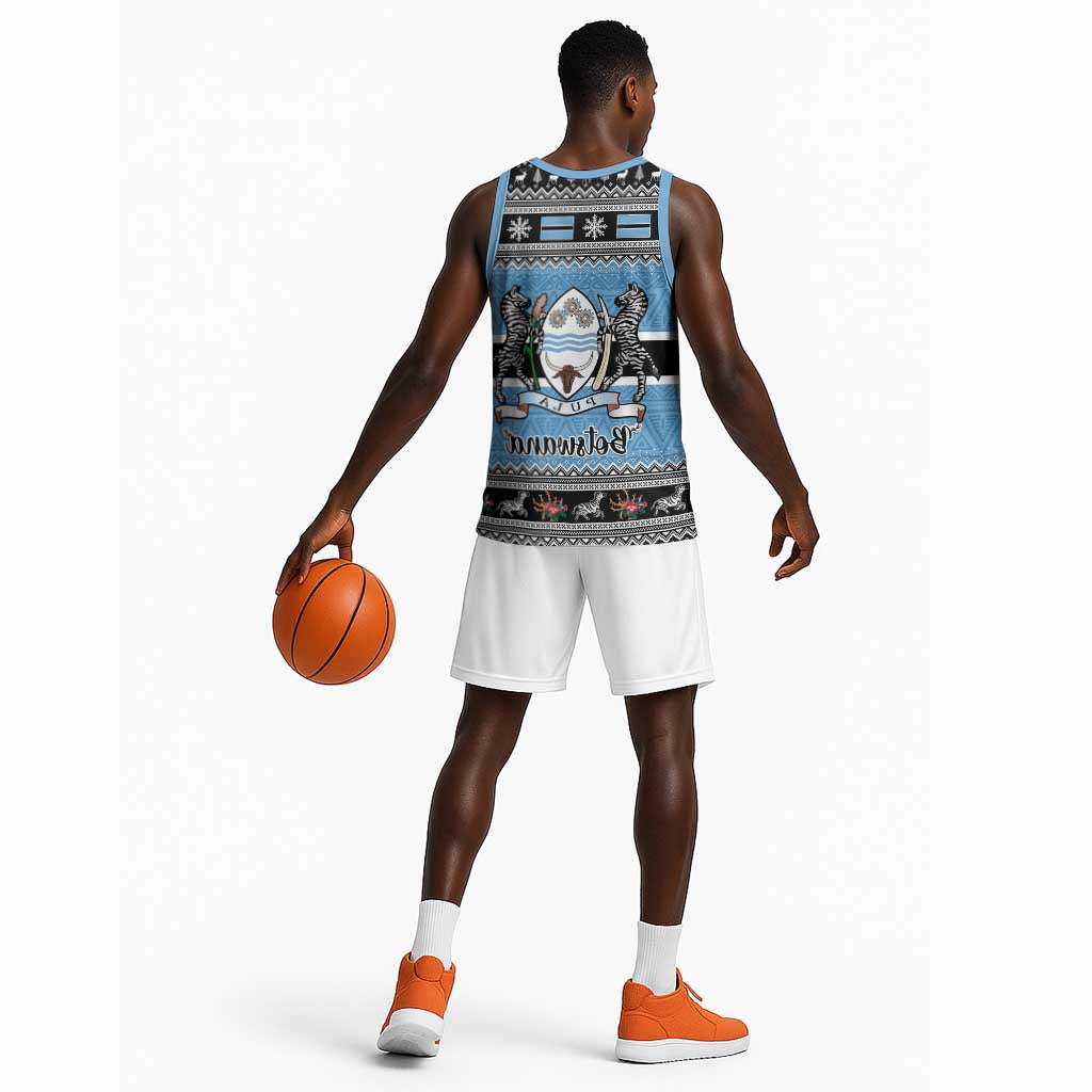 Afro Botswana Christmas Basketball Jersey Coat Of Arms - African Pattern - African Pride