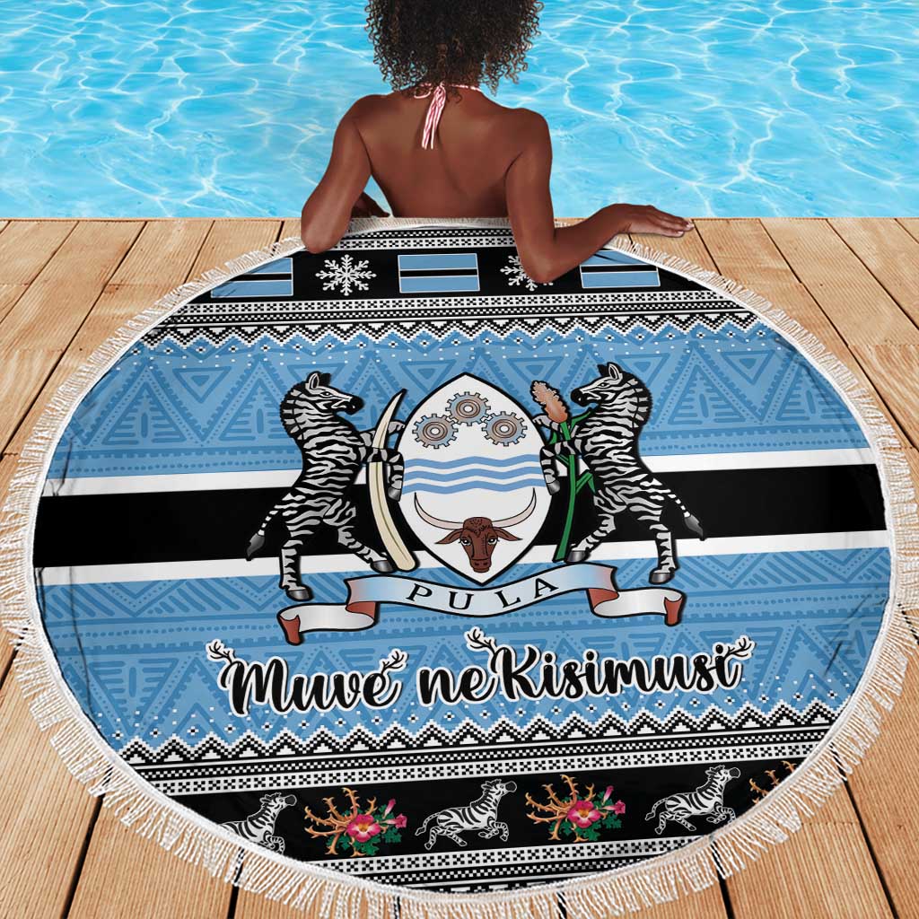 Afro Botswana Christmas Beach Blanket Coat Of Arms - African Pattern