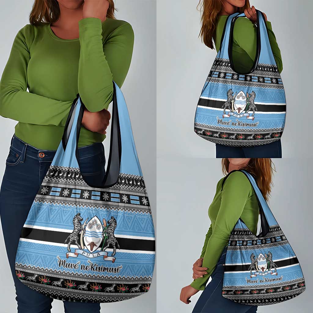 Afro Botswana Christmas Grocery Bag Coat Of Arms - African Pattern
