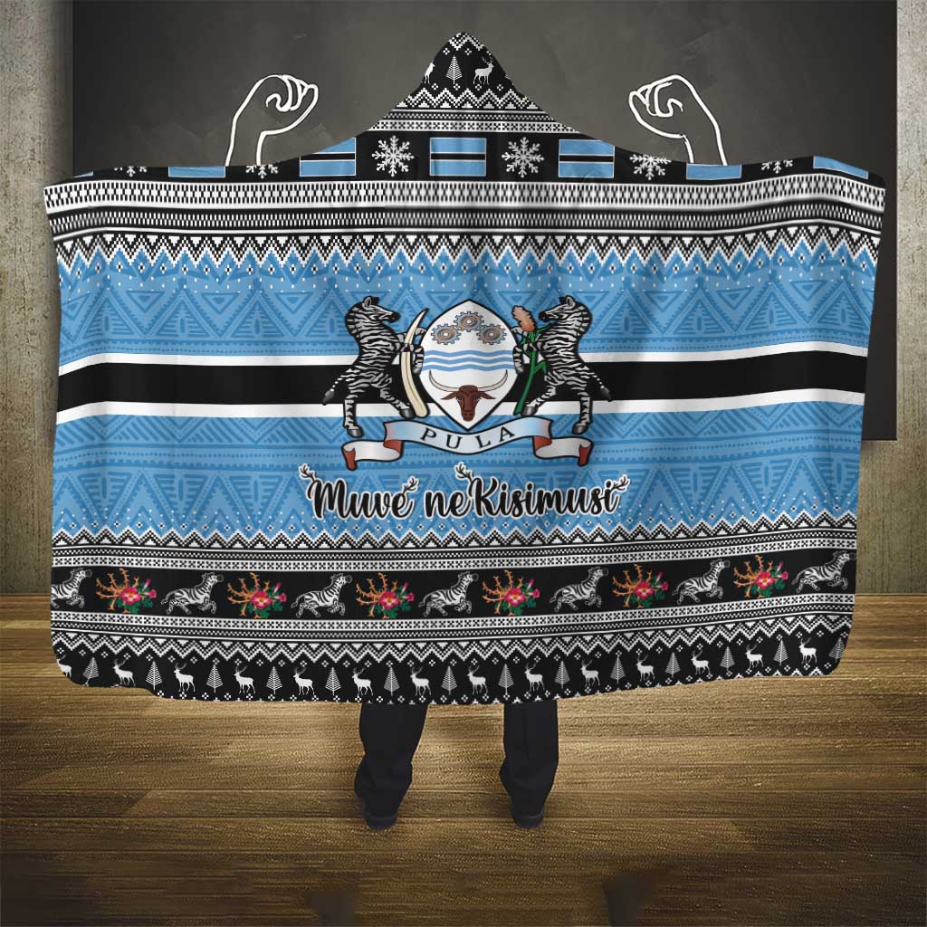 Afro Botswana Christmas Hooded Blanket Coat Of Arms - African Pattern