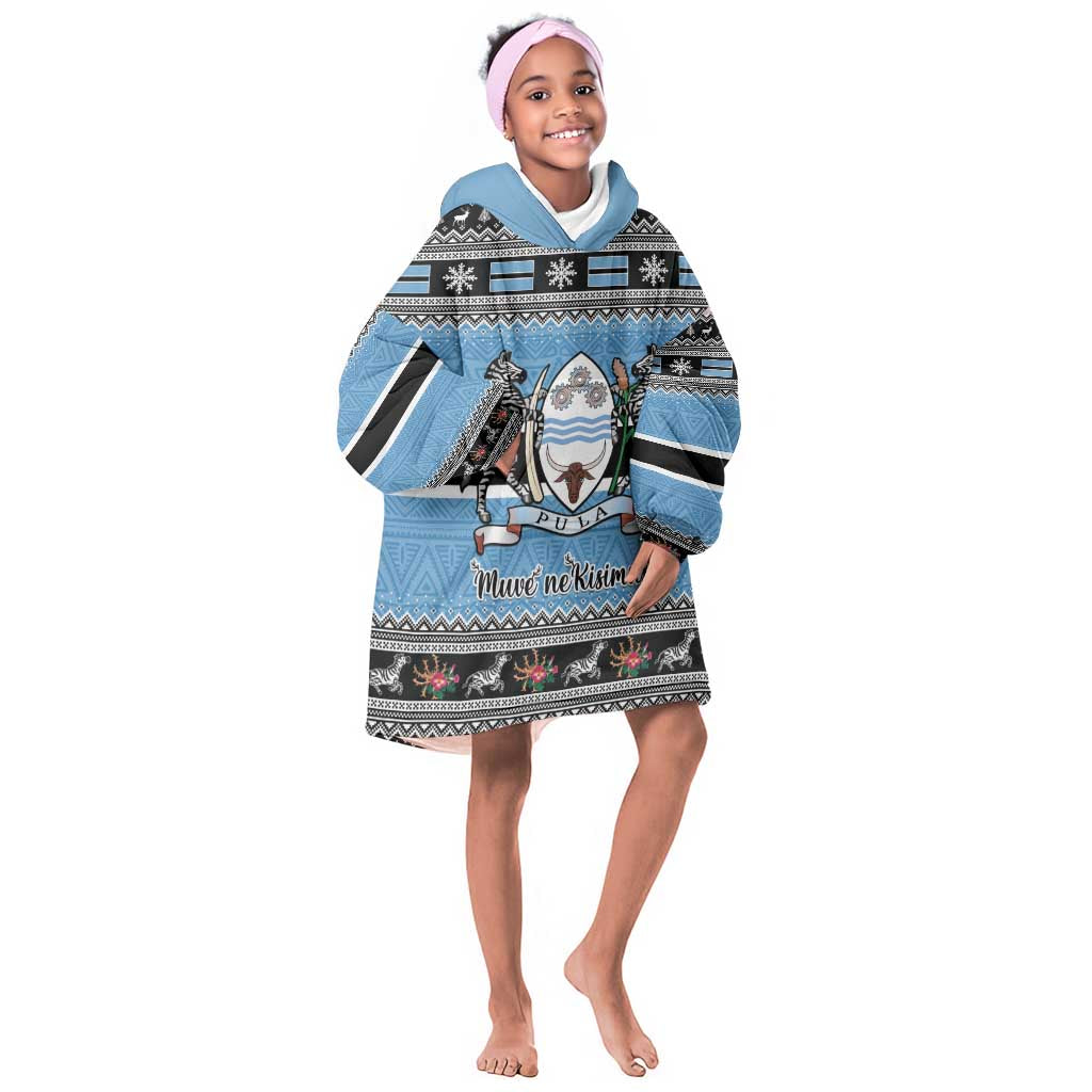 Afro Botswana Christmas Kid Wearable Blanket Hoodie Coat Of Arms - African Pattern