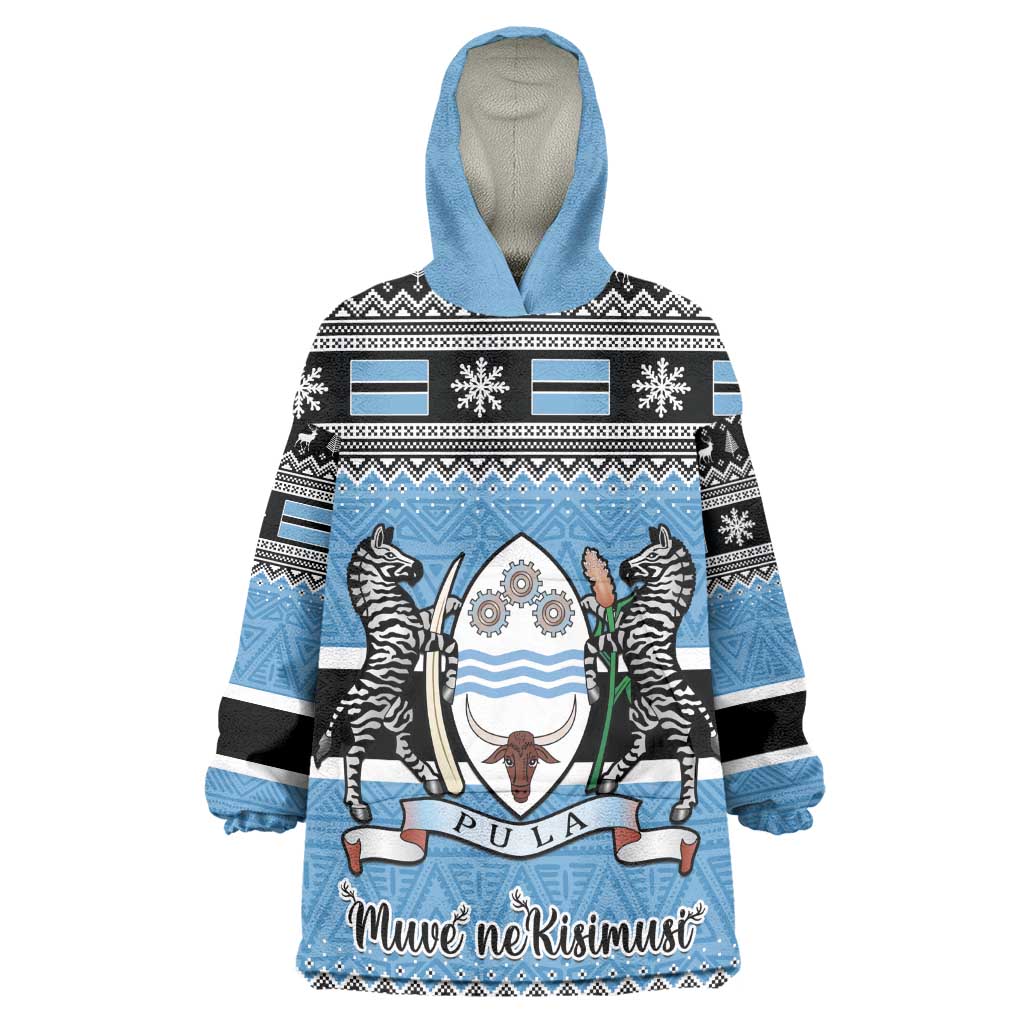 Afro Botswana Christmas Kid Wearable Blanket Hoodie Coat Of Arms - African Pattern