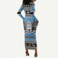 Afro Botswana Christmas Long Sleeve Bodycon Dress Coat Of Arms - African Pattern LT15